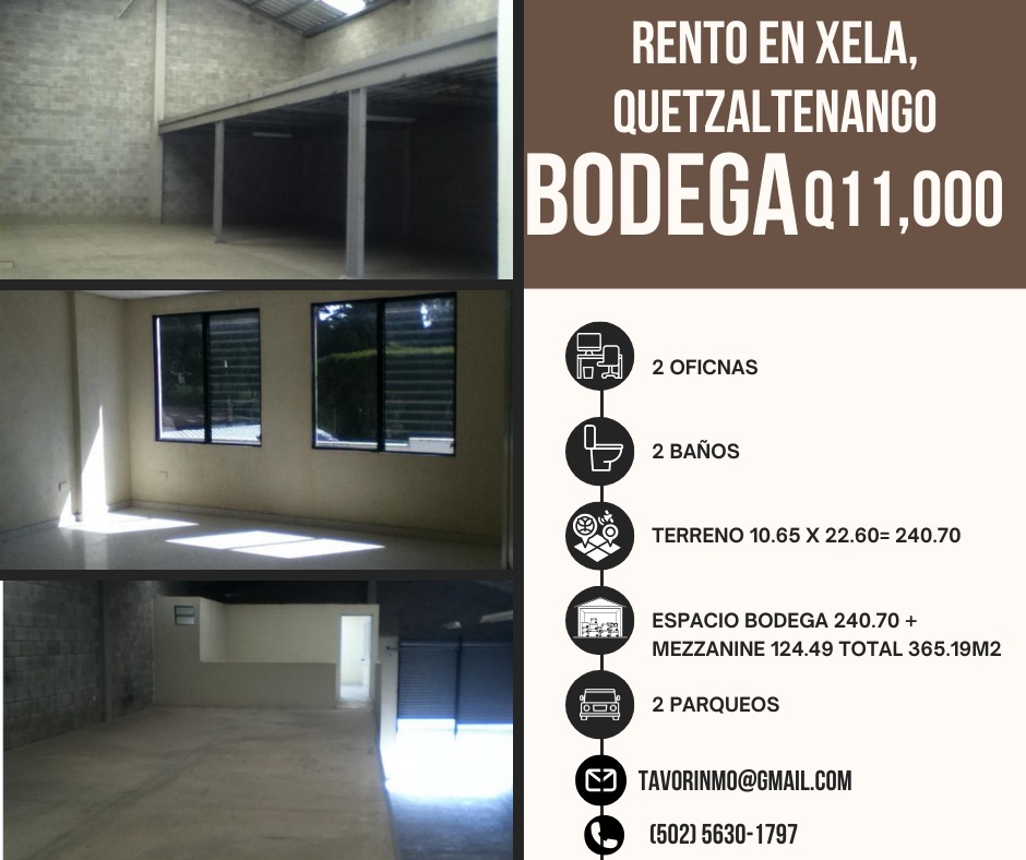En Alquiler – Bodega De 365m2 En Xela, Quetzaltenango