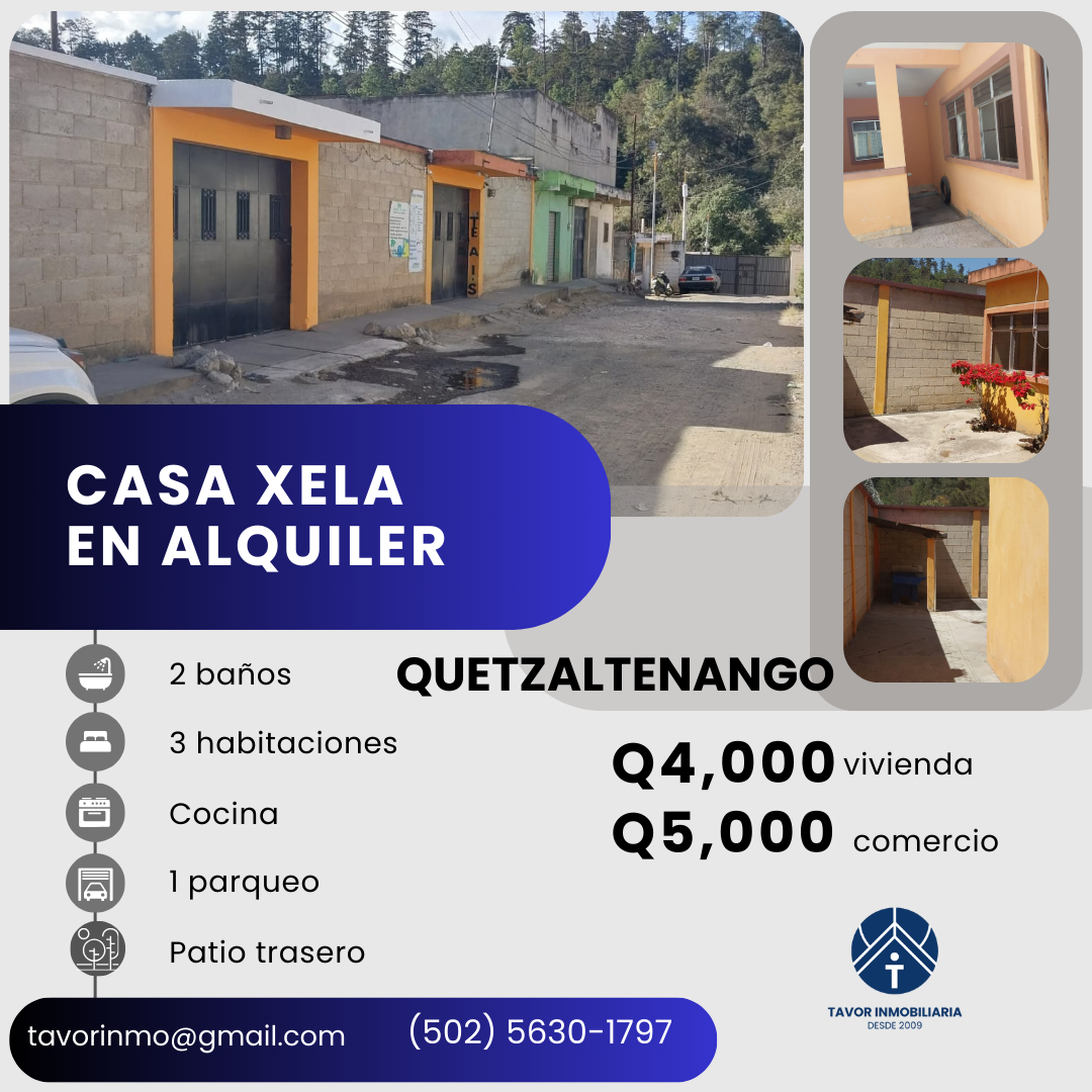 En Alquiler – Casa Para Vivienda Oficina o Negocio En Quetzaltenango