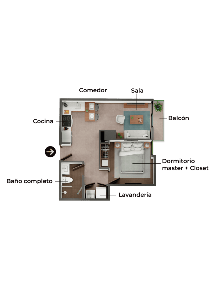 Apartamento De 1 Habitación En Pre Venta Zona 10, Entrega 2028 - Foto 2 de 4